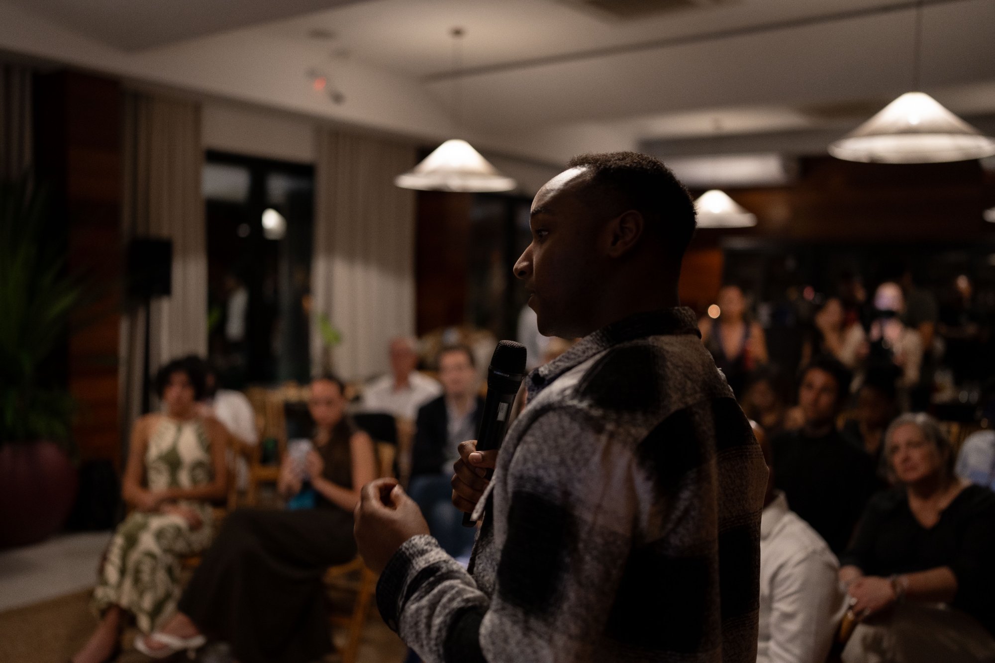 A founder pitching at Actions House, COP30 Belém